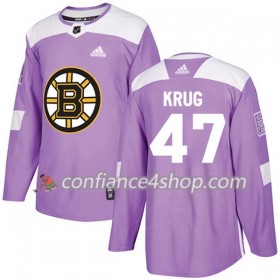 Adidas Maillot de Hockey Boston Bruins Torey Krug 47 2017-2018 Violet Fights Cancer Practice Authentic - Homme